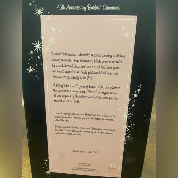 Hallmark Ornament: 45th Anniversary Barbie w/ Lighted Display Stand - Picture 5 of 11